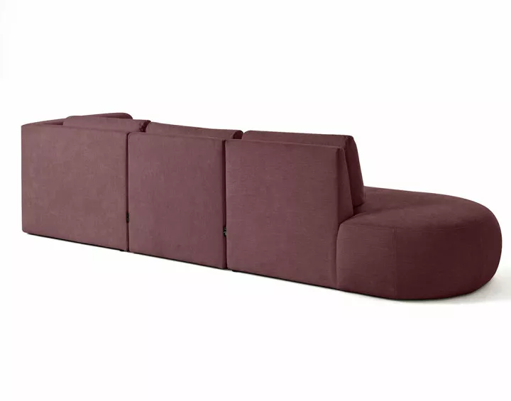 Canapé modulable d'angle droit avec pouf 5 places en tissu texturé Santorini