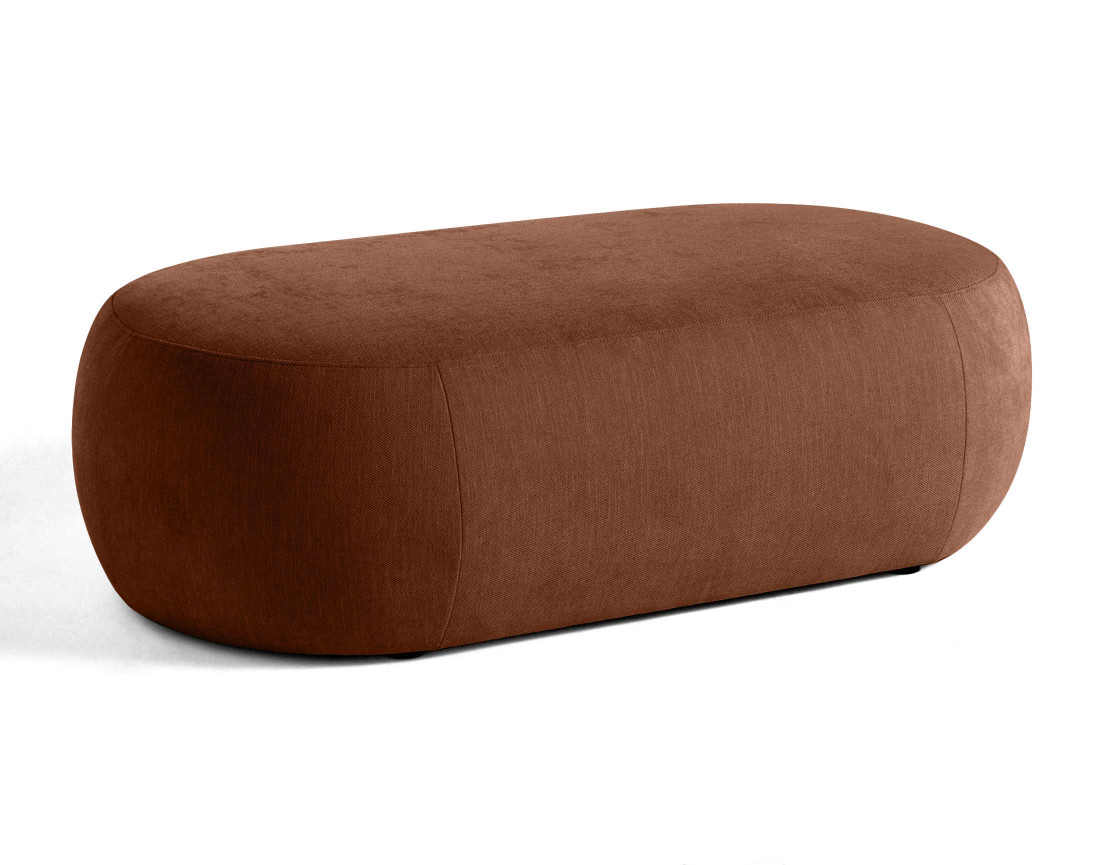 Canapé modulable d'angle droit avec pouf 5 places en tissu texturé Santorini