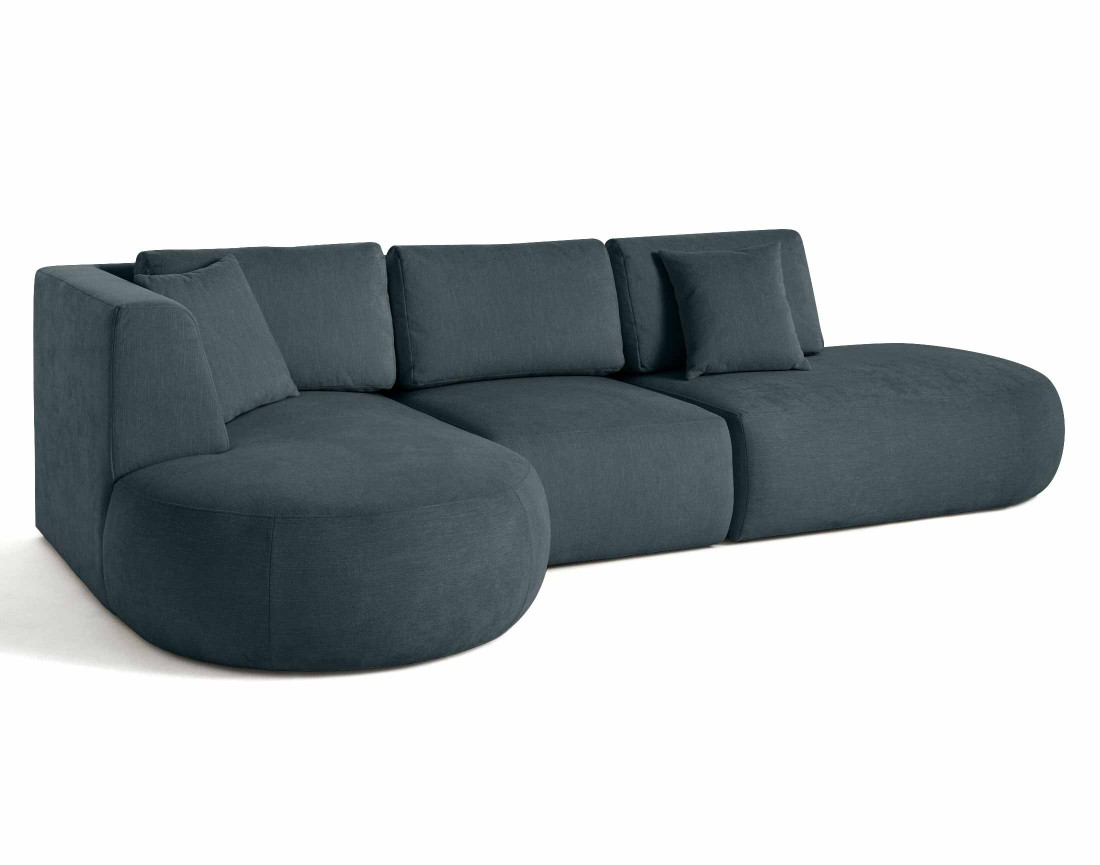 Canapé modulable d'angle gauche avec pouf 5 places en tissu texturé Santorini