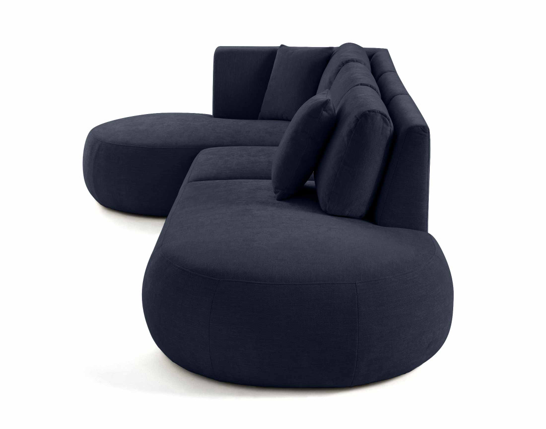 Canapé modulable d'angle gauche avec pouf 5 places en tissu texturé Santorini