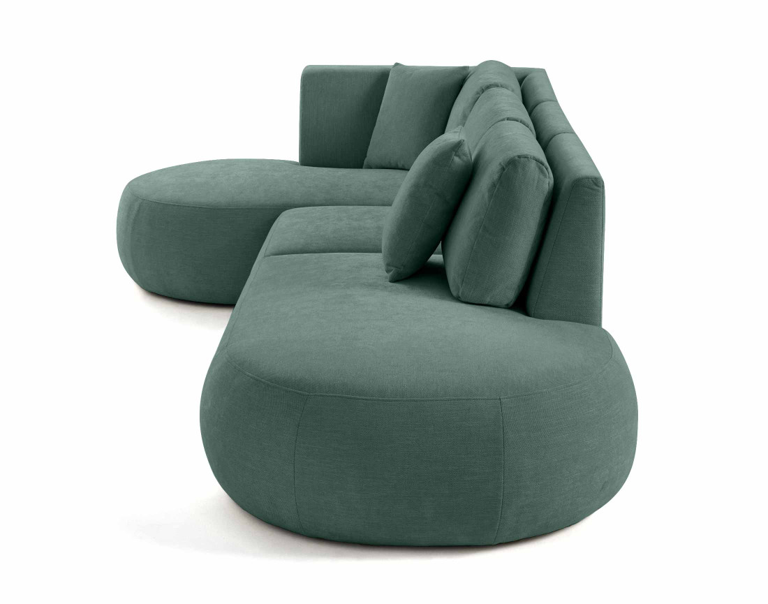Canapé modulable d'angle gauche avec pouf 5 places en tissu texturé Santorini