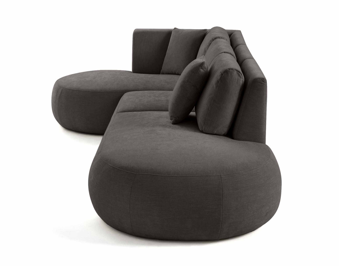 Canapé modulable d'angle gauche avec pouf 5 places en tissu texturé Santorini Canapé modulable d'angle gauche avec pouf 5 places en tissu texturé Santorini
