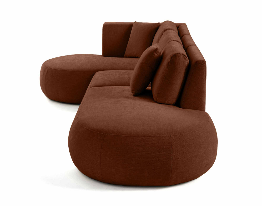 Canapé modulable d'angle gauche avec pouf 5 places en tissu texturé Santorini