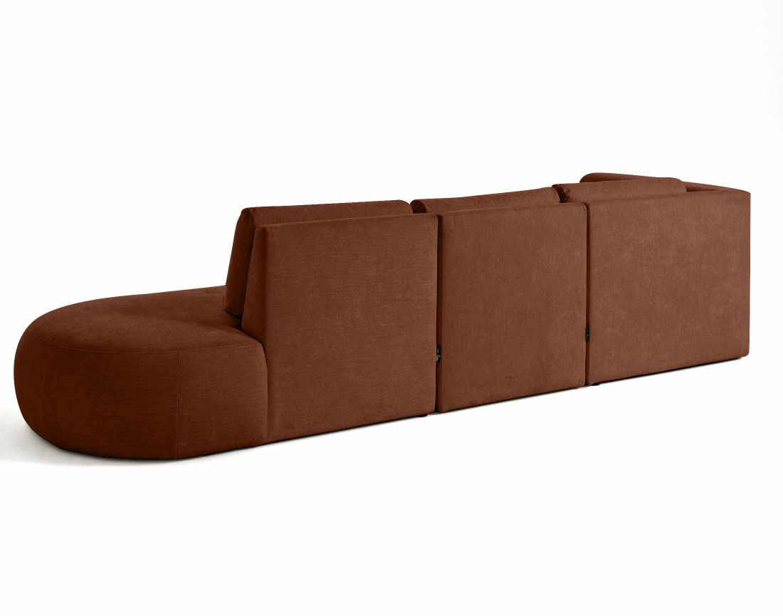 Canapé modulable d'angle gauche avec pouf 5 places en tissu texturé Santorini