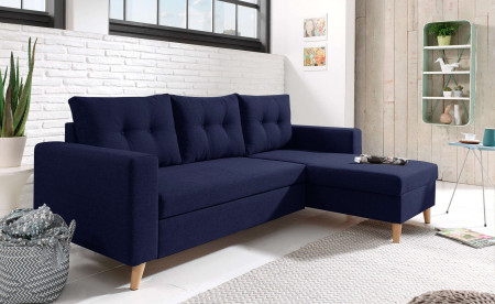NORDIC - Canapé scandinave d'angle réversible convertible - Bleu marine NORDIC - Canapé scandinave d'angle réversible convertible - Bleu marine