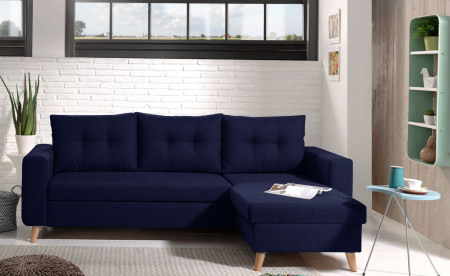 NORDIC - Canapé scandinave d'angle réversible convertible - Bleu marine NORDIC - Canapé scandinave d'angle réversible convertible - Bleu marine