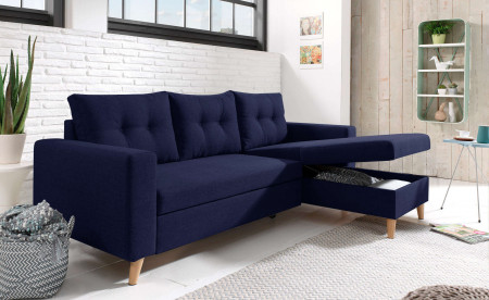 NORDIC - Canapé scandinave d'angle réversible convertible - Bleu marine NORDIC - Canapé scandinave d'angle réversible convertible - Bleu marine