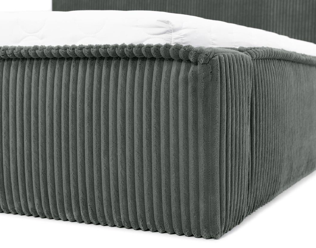 Lit coffre 140x200 cm sommier inclus en velours grosses côtes Swan