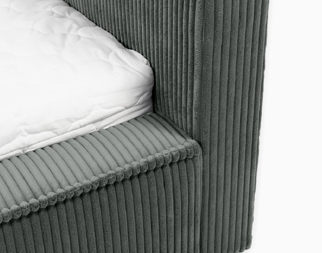 Lit coffre 140x200 cm sommier inclus en velours grosses côtes Swan
