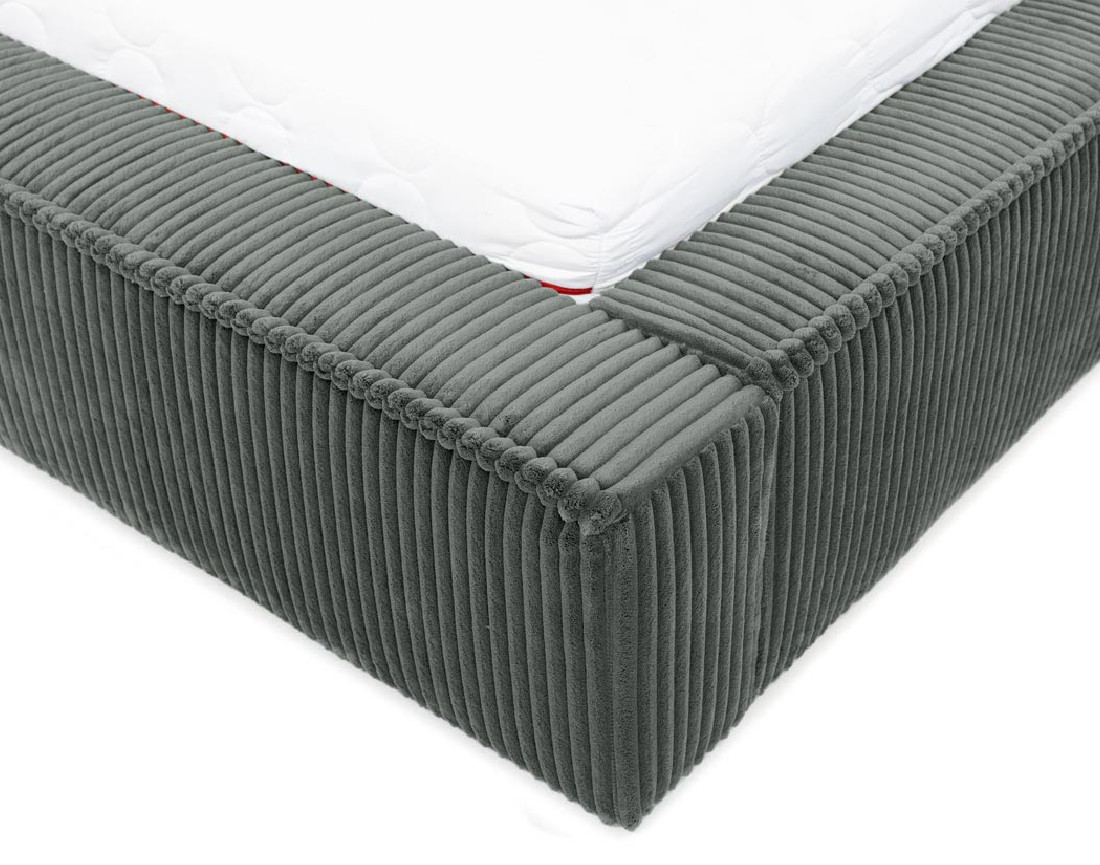 Lit coffre 140x200 cm sommier inclus en velours grosses côtes Swan