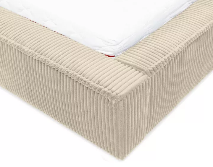 Lit coffre 180x200 cm sommier inclus en velours grosses côtes Swan