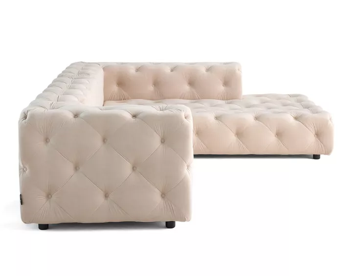 Canapé Chesterfield d'angle droit 5 places en velours Gallata