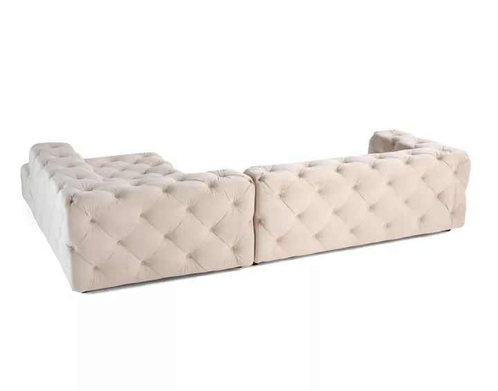 Canapé Chesterfield d'angle droit 5 places en velours Gallata