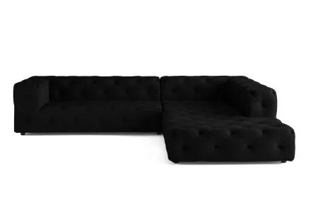 Canapé Chesterfield d'angle droit 5 places en velours Gallata