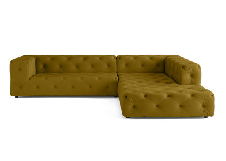 Canapé Chesterfield d'angle droit 5 places en velours Gallata