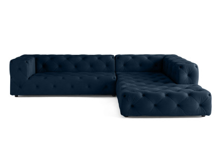 Canapé Chesterfield d'angle droit 5 places en velours Gallata