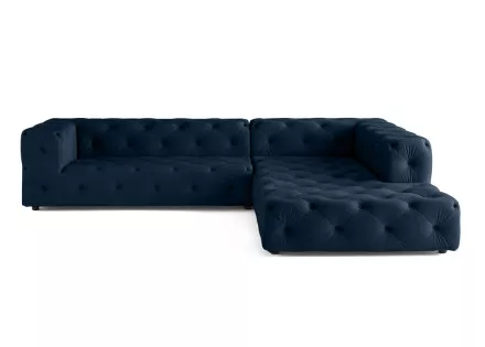 Canapé Chesterfield d'angle droit 5 places en velours Gallata