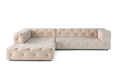 Canapé Chesterfield d'angle gauche 5 places en velours Gallata