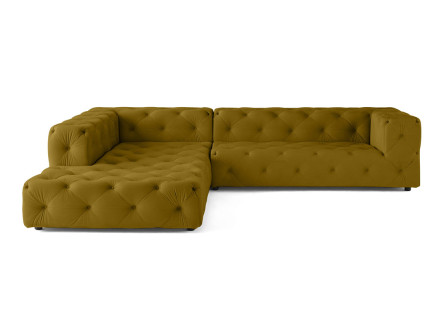 Canapé Chesterfield d'angle gauche 5 places en velours Gallata