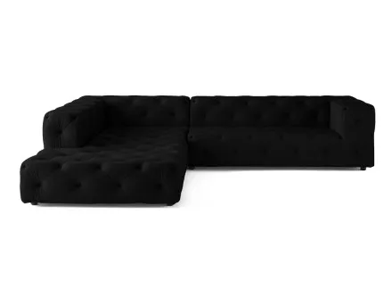 Canapé Chesterfield d'angle gauche 5 places en velours Gallata