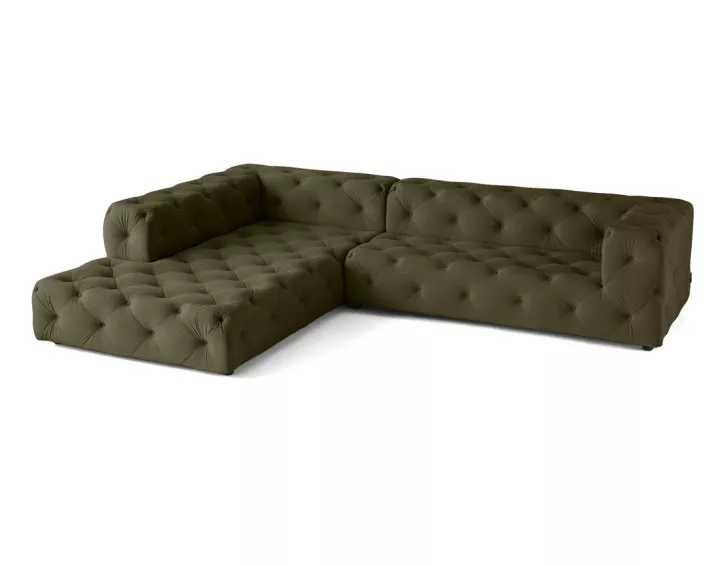 Canapé Chesterfield d'angle gauche 5 places en velours Gallata