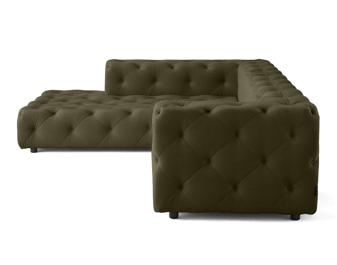 Canapé Chesterfield d'angle gauche 5 places en velours Gallata