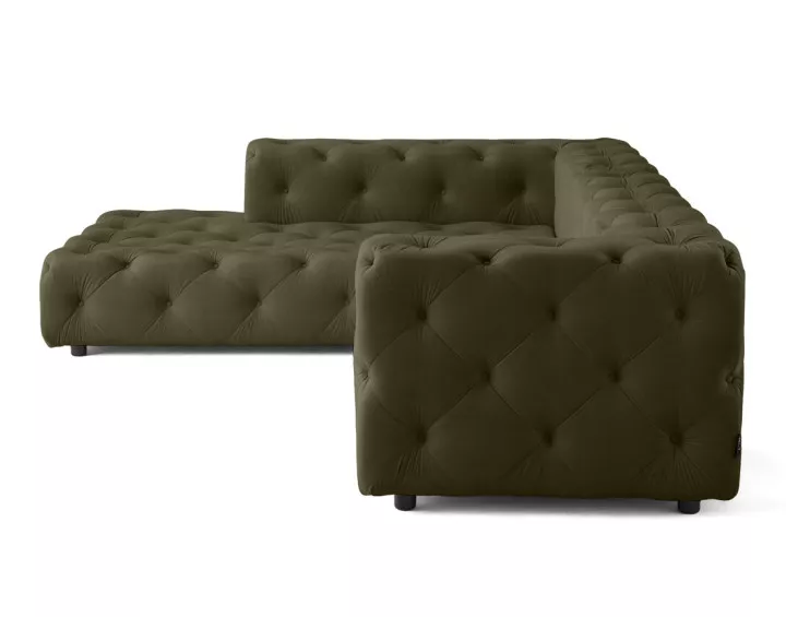 Canapé Chesterfield d'angle gauche 5 places en velours Gallata