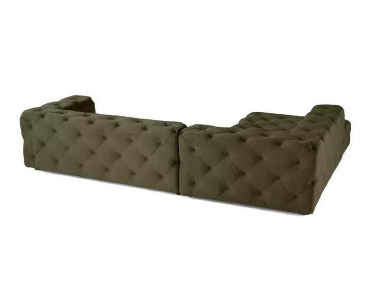 Canapé Chesterfield d'angle gauche 5 places en velours Gallata