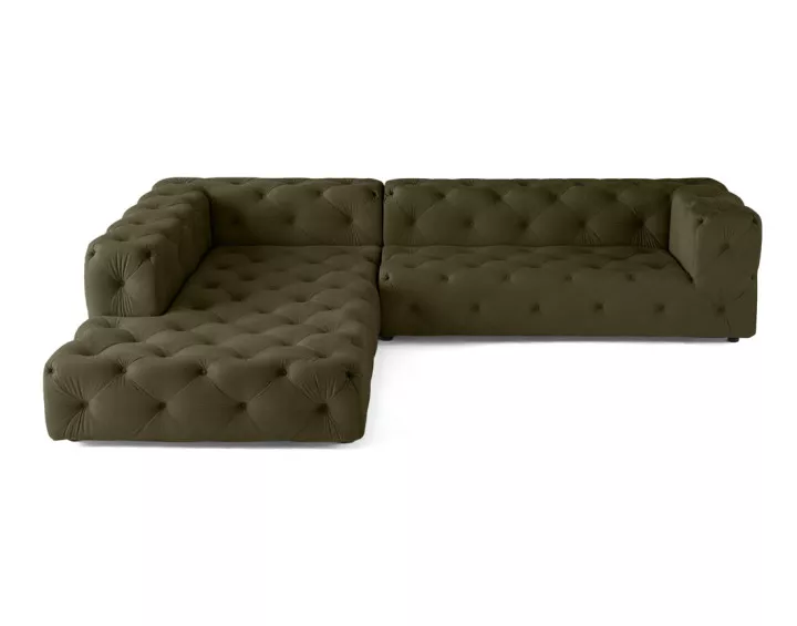 Canapé Chesterfield d'angle gauche 5 places en velours Gallata