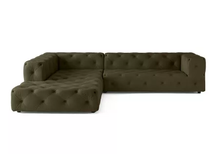 Canapé Chesterfield d'angle gauche 5 places en velours Gallata