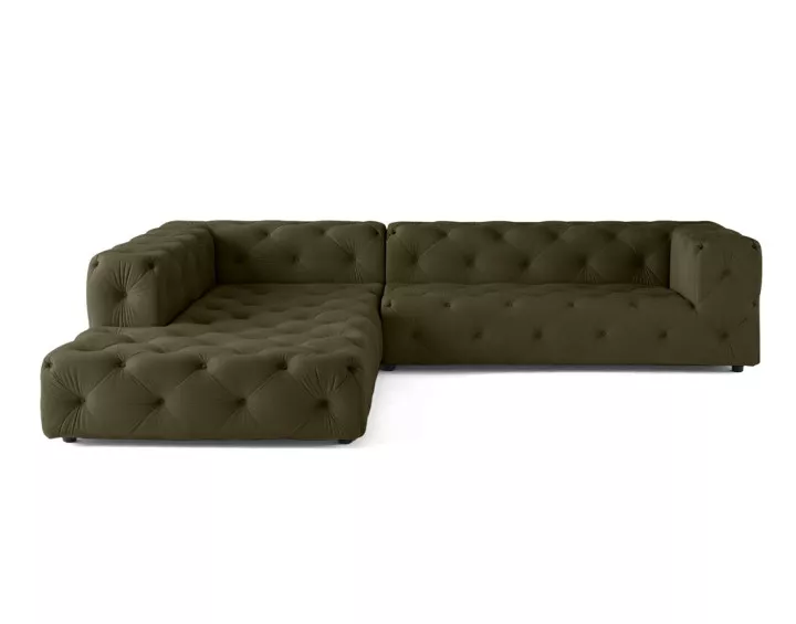 Canapé Chesterfield d'angle gauche 5 places en velours Gallata