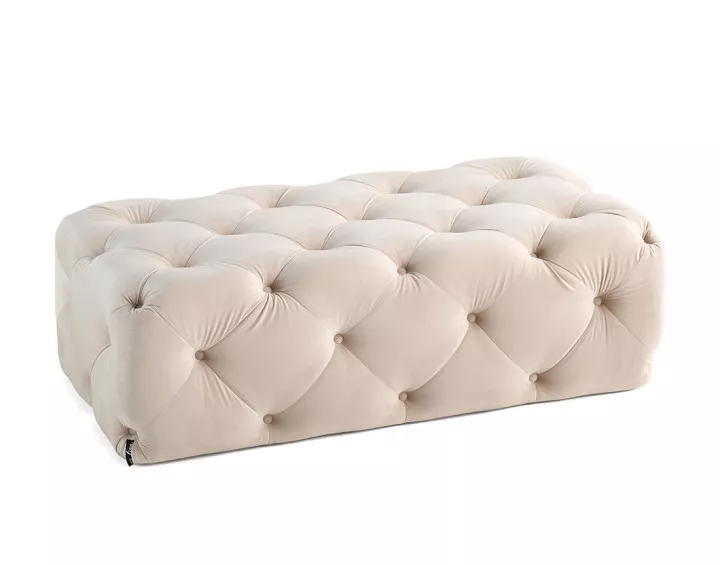 Pouf rectangulaire Chesterfield en velours Gallata