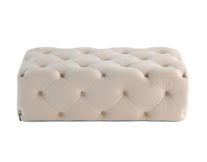 Pouf rectangulaire Chesterfield en velours Gallata