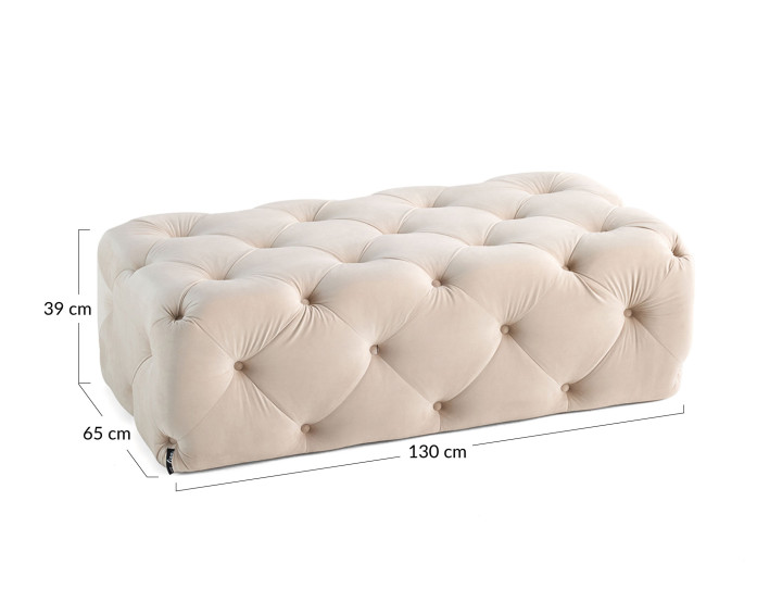 Pouf rectangulaire Chesterfield en velours Gallata