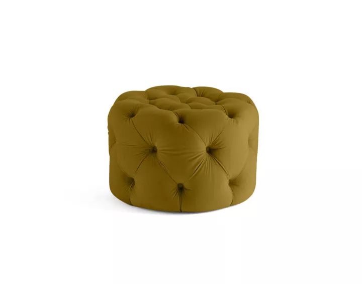 Pouf rond Chesterfield en velours Gallata