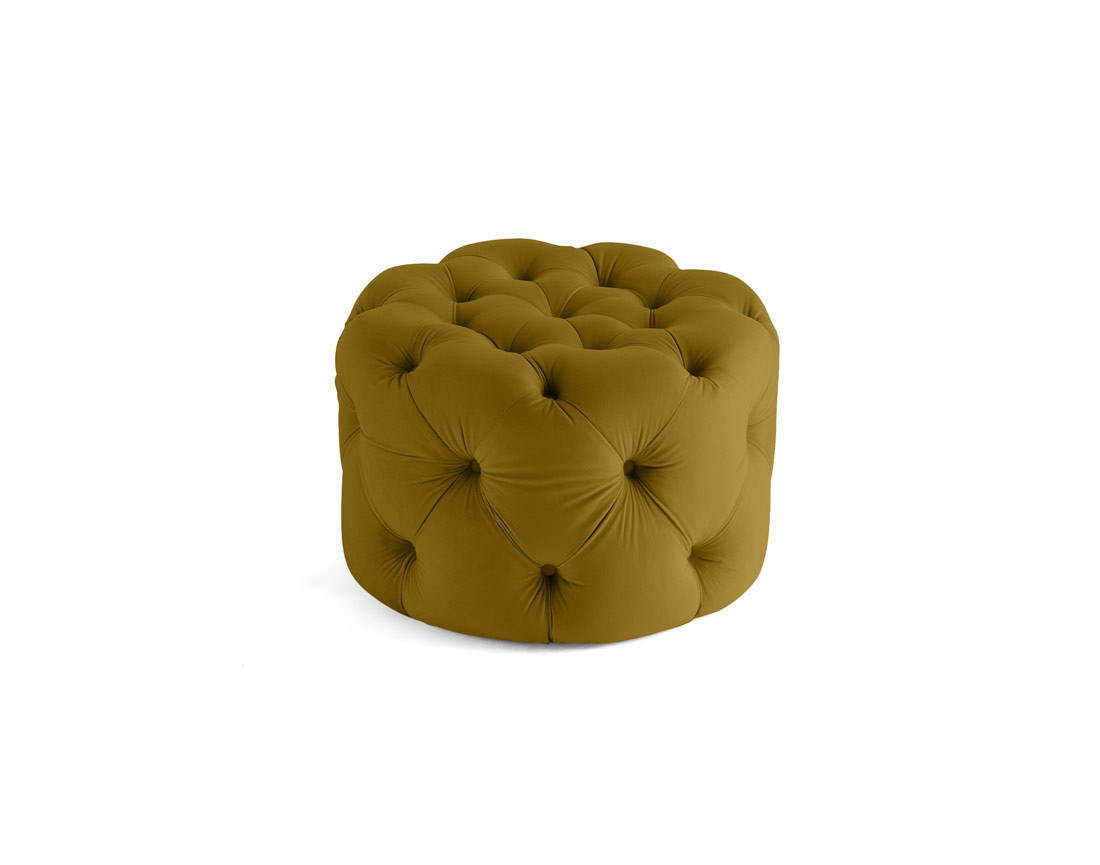 Pouf rond Chesterfield en velours Gallata