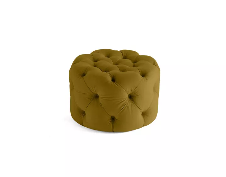 Pouf rond Chesterfield en velours Gallata