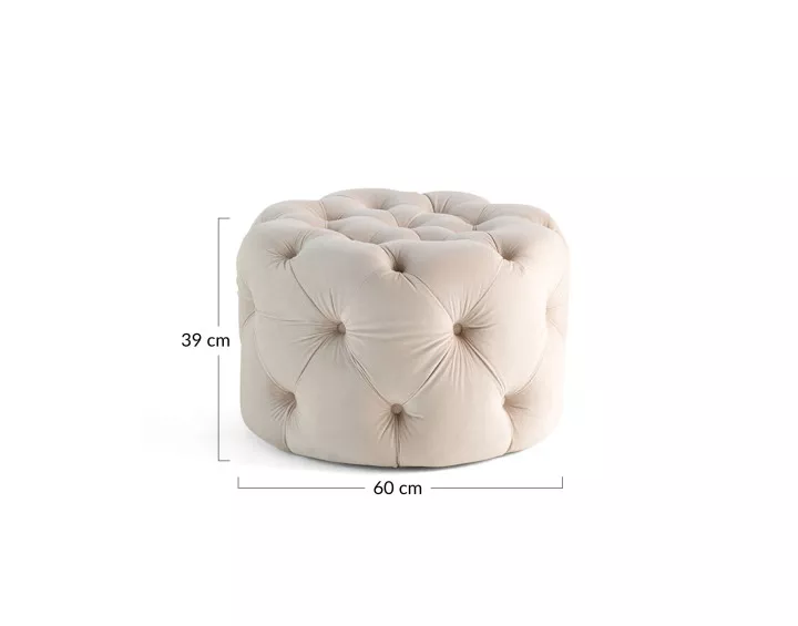 Pouf rond Chesterfield en velours Gallata