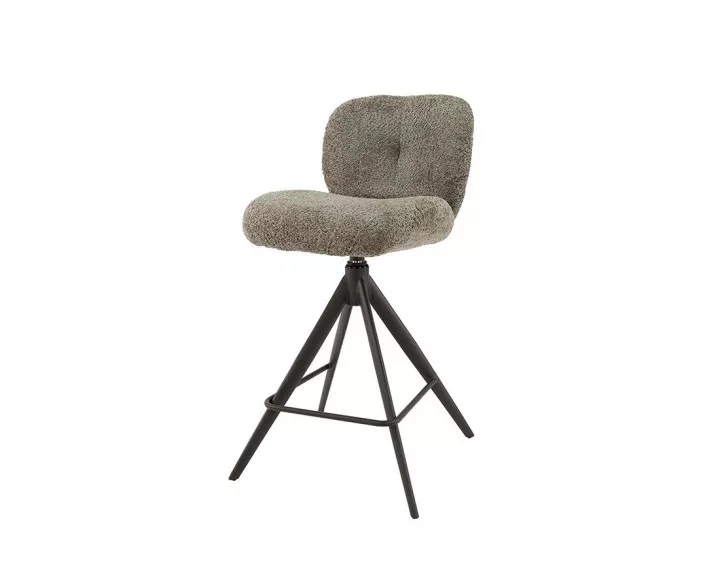 Lot de 2 tabourets de bar rotatifs en tissu bouclette taupe Arani