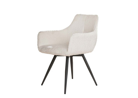 Lot de 2 fauteuils rotatifs en tissu bouclette blanc Boha