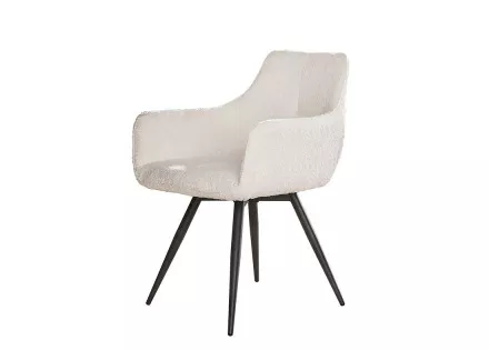 Lot de 2 fauteuils rotatifs en tissu bouclette blanc Boha