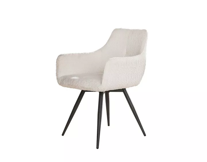 Lot de 2 fauteuils rotatifs en tissu bouclette blanc Boha