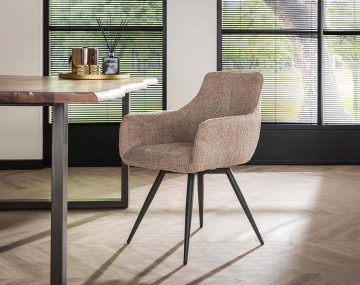 Lot de 2 fauteuils rotatifs en tissu bouclette sable Boha