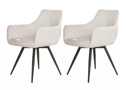 Lot de 2 fauteuils rotatifs en tissu bouclette blanc Boha