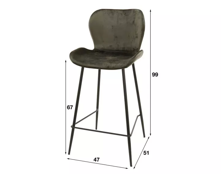 Lot de 4 tabourets de bar en velours doré Basti