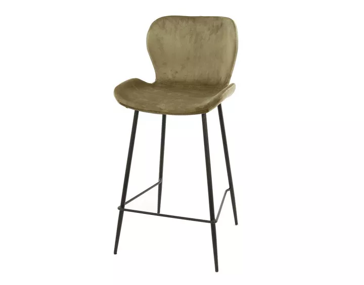 Lot de quatre tabourets de bar en velours taupe