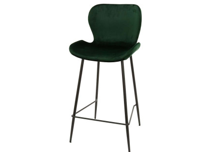 Lot de 4 tabourets de bar en velours vert Basti