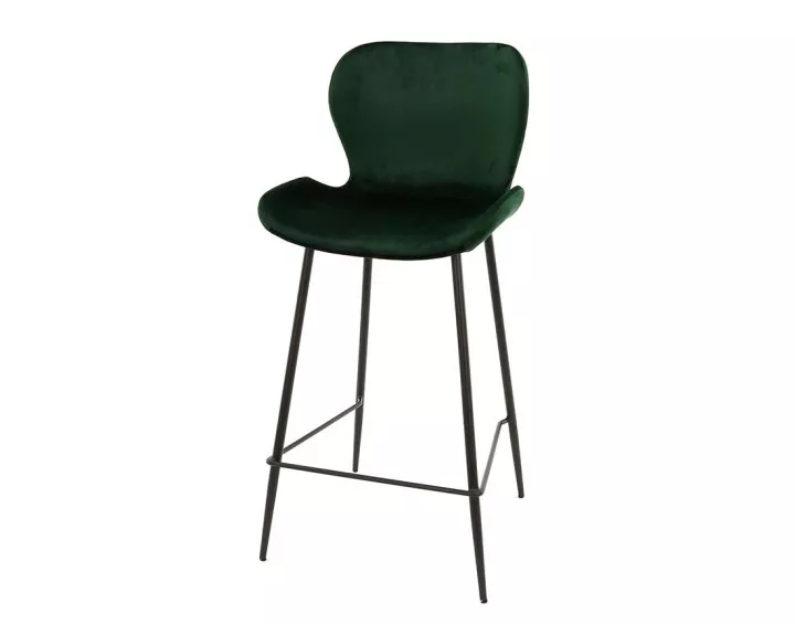 Lot de 4 tabourets de bar en velours vert Basti