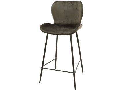 Lot de 4 tabourets de bar en velours gris Basti