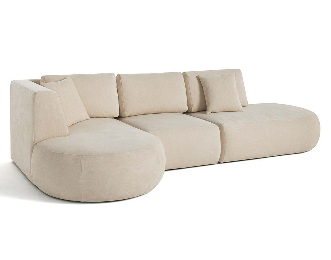 Canapé modulable d'angle gauche 5 places en tissu texturé Santorini Canapé modulable d'angle gauche 5 places en tissu texturé Santorini